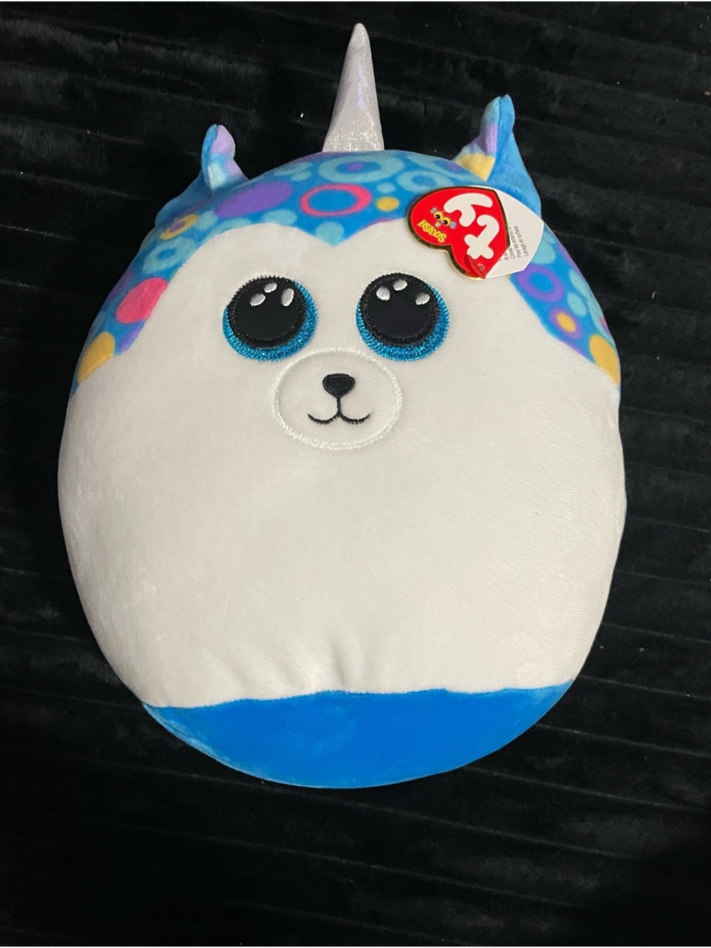 10inch Squishmallow Plush Circle-Pattern Blue & Yellow Hooded Unicorn